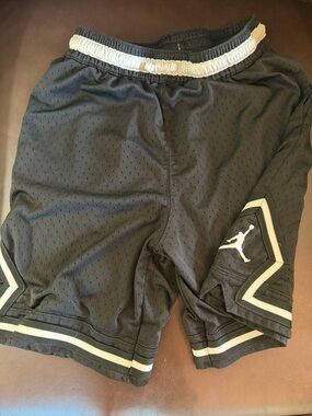 Youth XL Jordan Black Shorts with White Trim & Jumpman Patch- with pockets.